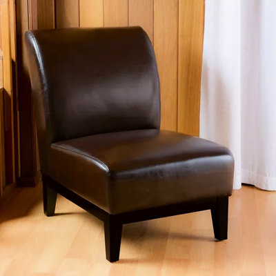 Fauteuil de chambre rembourré en cuir brun, aspect moderne, H 34 po x l 24,5 po x P 35,14 po luxe, l 35,14 po x H 24,5 po