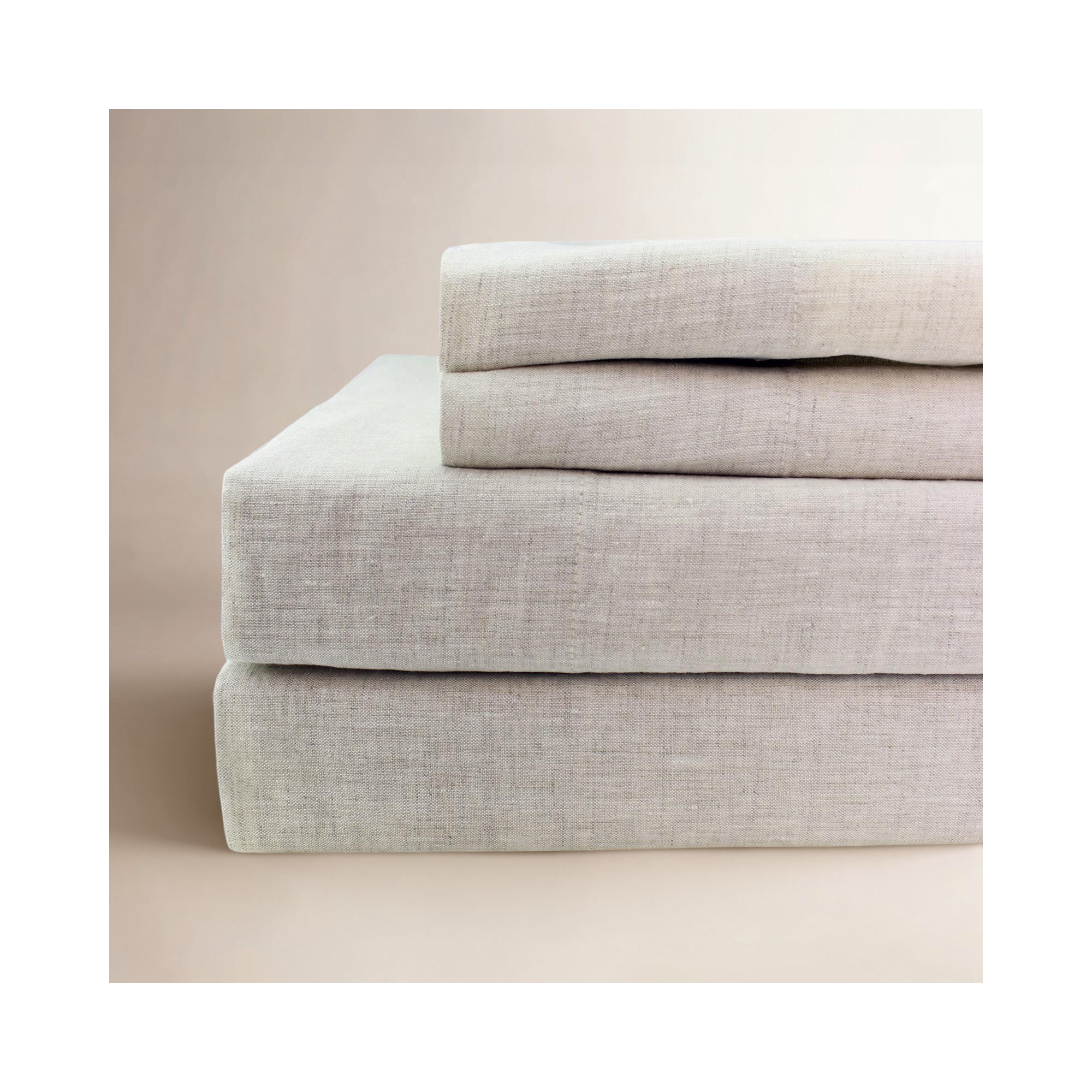 100% Linen Sheet Set, Twin Sheet Set with 1 Pillowcase, Natural
