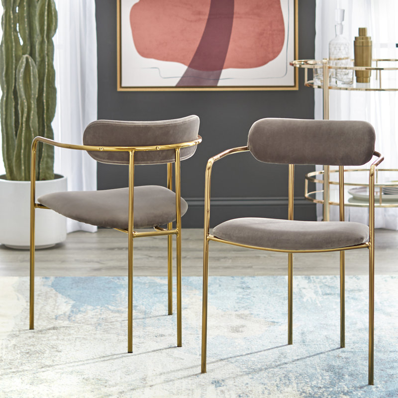 Carrigan 18.5'' H Velvet Upholstered Dining Chair, Taupe
