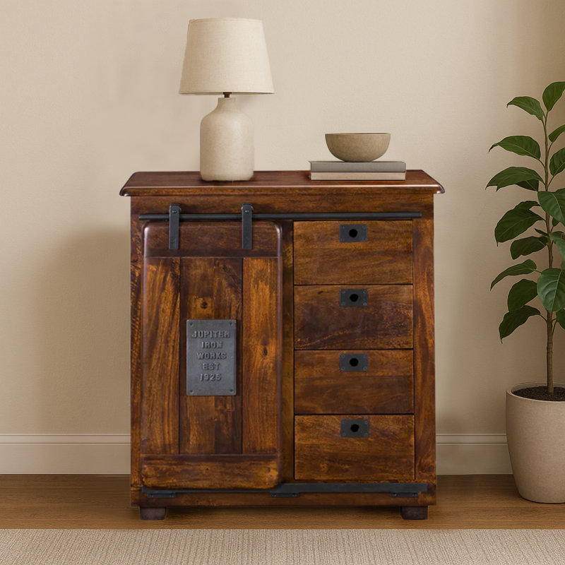 Pilger Wood and Metal 1-Door 4-Drawer Sideboard