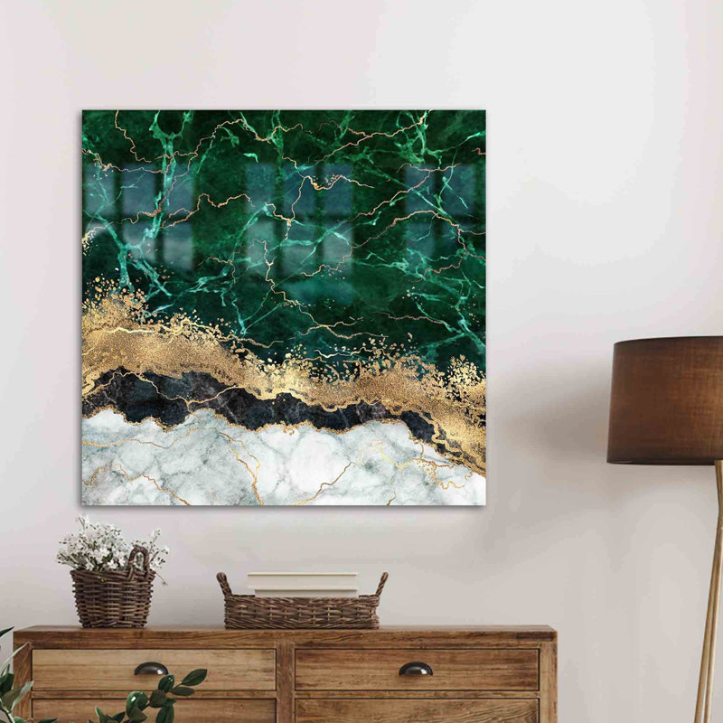 Art moderne à l'encre alcoolisée sur verre marbré présentant un design luxueux pour une décoration murale dans une œuvre d'art remarquable