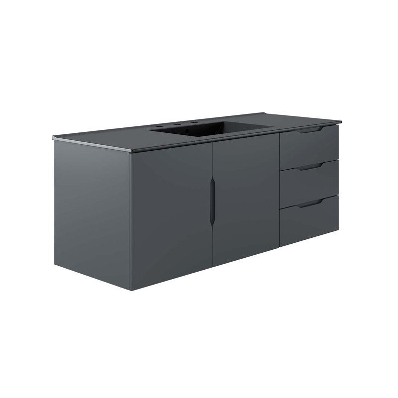 Vitality 48" Gray Black Wall-Mount Single Sink Bathroom Vanity
