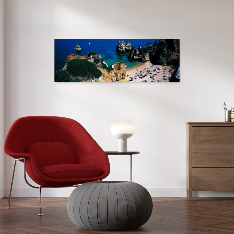 Algarve, Portugal, paisible, contemporain, plage, paysage, art mural, H 12 po x l 36 po