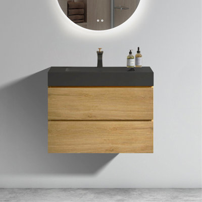 Meuble-lavabo mural en chêne naturel de 30 po avec lavabo Alice