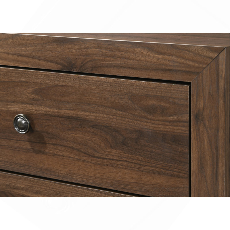 Table de chevet 1 tiroir 2 pièces avec quincaillerie en métal brun cerise, Brun