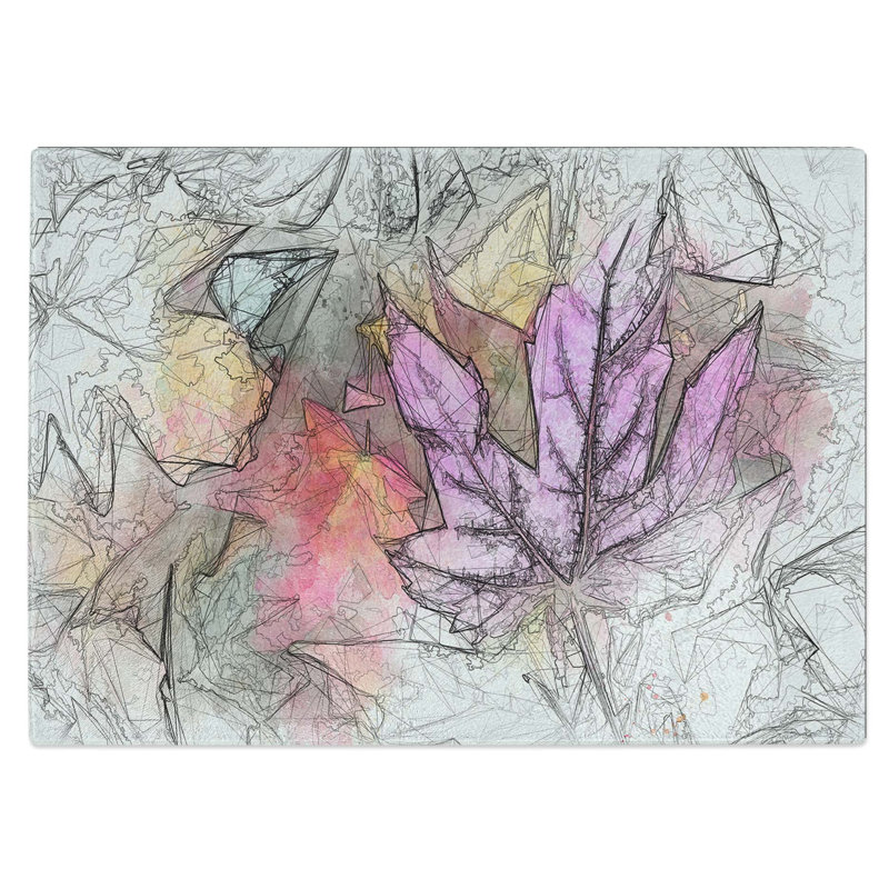 Tempered Glass Autumn Leaves Chopping Board, 39 cm W x 28.5 cm L