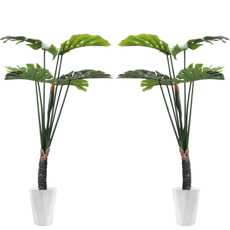 Arbres artificiels avec pot Monstera Deliciosa, 2, H 47 po x l 25,6 po x P 25,6 po