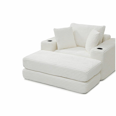 52.4'' Boneless Chaise Lounge Chair Indoor-Oversized Cloud-Like Cozy Comfy Modular 3-in-1 Sofa Bed for Reading, Living Room & Bedroom Corduroy Couch Sleeper,Beige