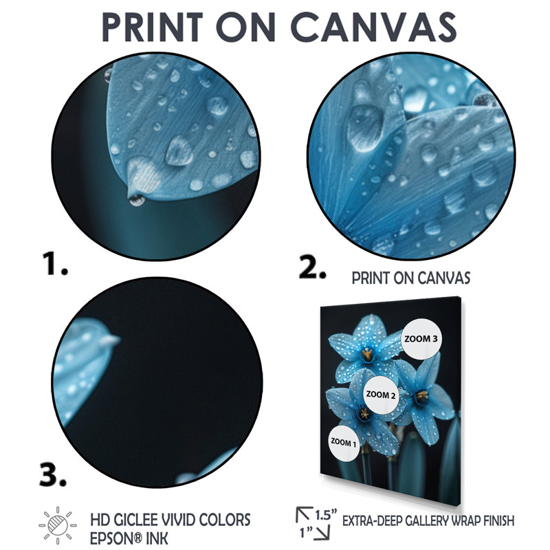 Photo de jonquilles goutte de pluie monochrome - jonquilles murales, H 12 po x l 20 po, Cadre simple noir