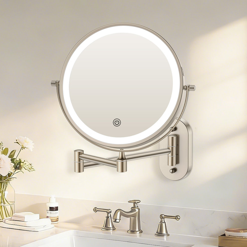 Miroir de maquillage mural Teejay, Nickel
