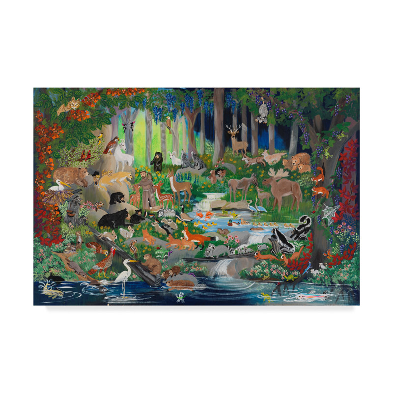 «With St. Francis 1 Forest Glade», reproduction de peinture acrylique sur toile tendue, H 12 po x l 19 po x P 2 po