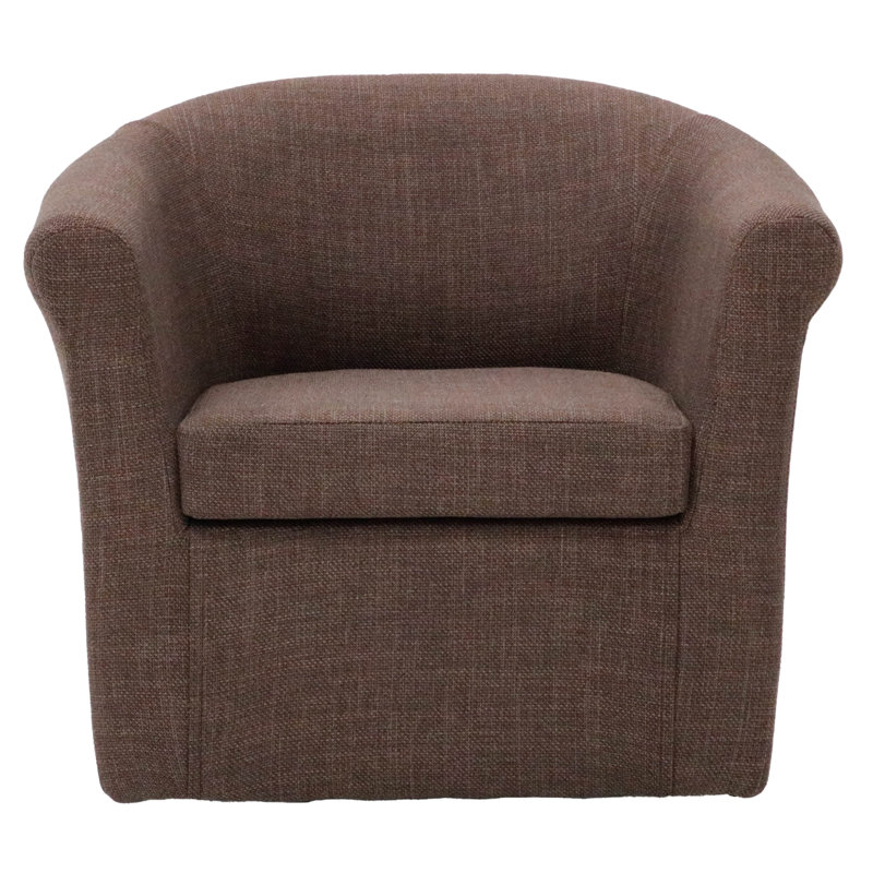 Anstett Upholstered Swivel Barrel Chair, Brown Polyester Blend