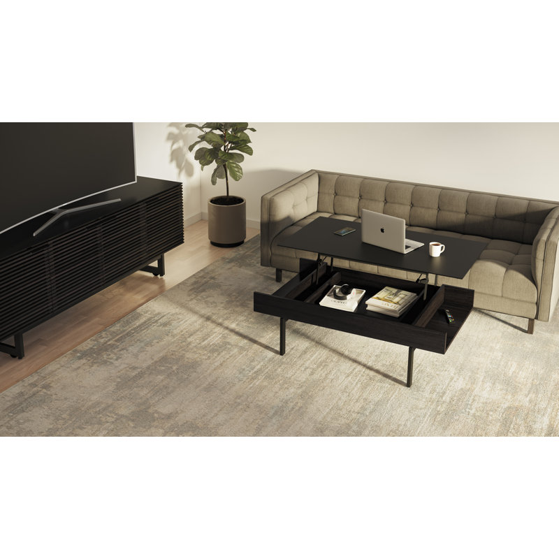 Reveal Glass Coffee Table, Charcoal Stained Ash