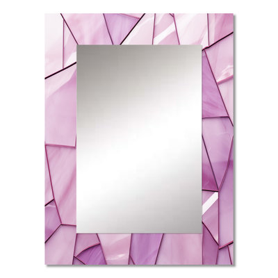 Pink Tranquil Surrender collages - Abstract Collages Decorative Wall Mirror, Pink Mirror, Printed Metal Art