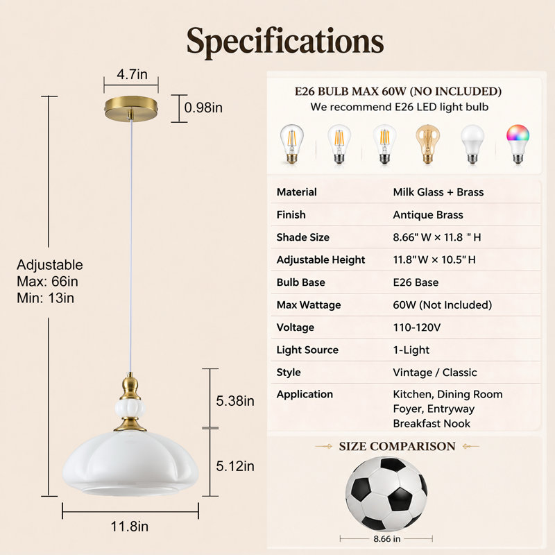 1 - Light Antique Brass Pendant