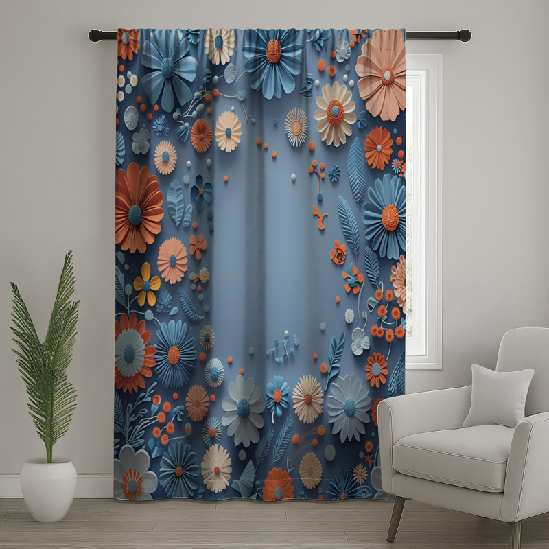 Rideaux de fenêtre en papier, voilages et voilages à motif floral - 1 panneau, 50 po x 80 po - 1 panneau, Blockout
