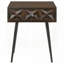 Table d'appoint brun foncé avec tiroir sculpté Starburst - Mid-Century