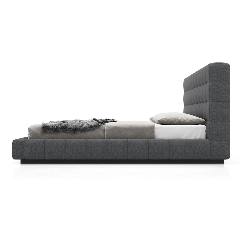 Thompson Upholstered Wingback Bed, Carbon Gray, King