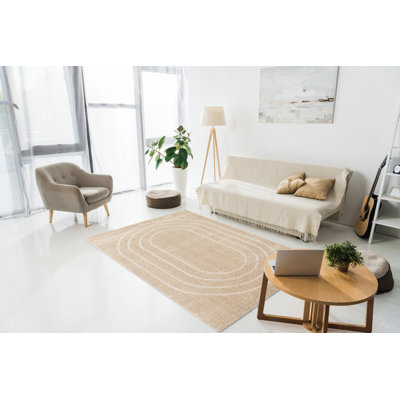 Lopaz Geometric Rectangle 160cm X 230cm Beige Area Rug