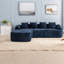 Canapé confortable en forme de L bleu foncé, tissu chenille robuste pour les salons modernes