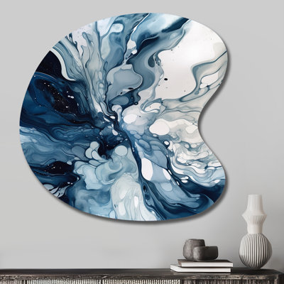 Cinque - décoration murale abstraite de forme irrégulière en métal, reproduction d'art asymétrique bleue en métal