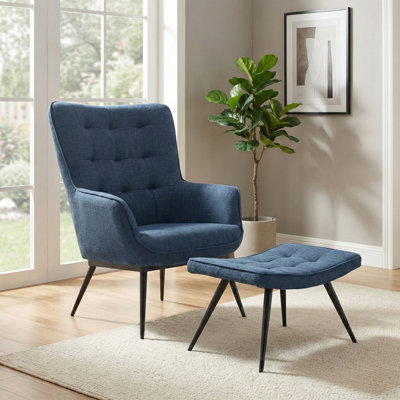Jessamine Upholstered Plain Weave / Muslin With Footstool Armchair
