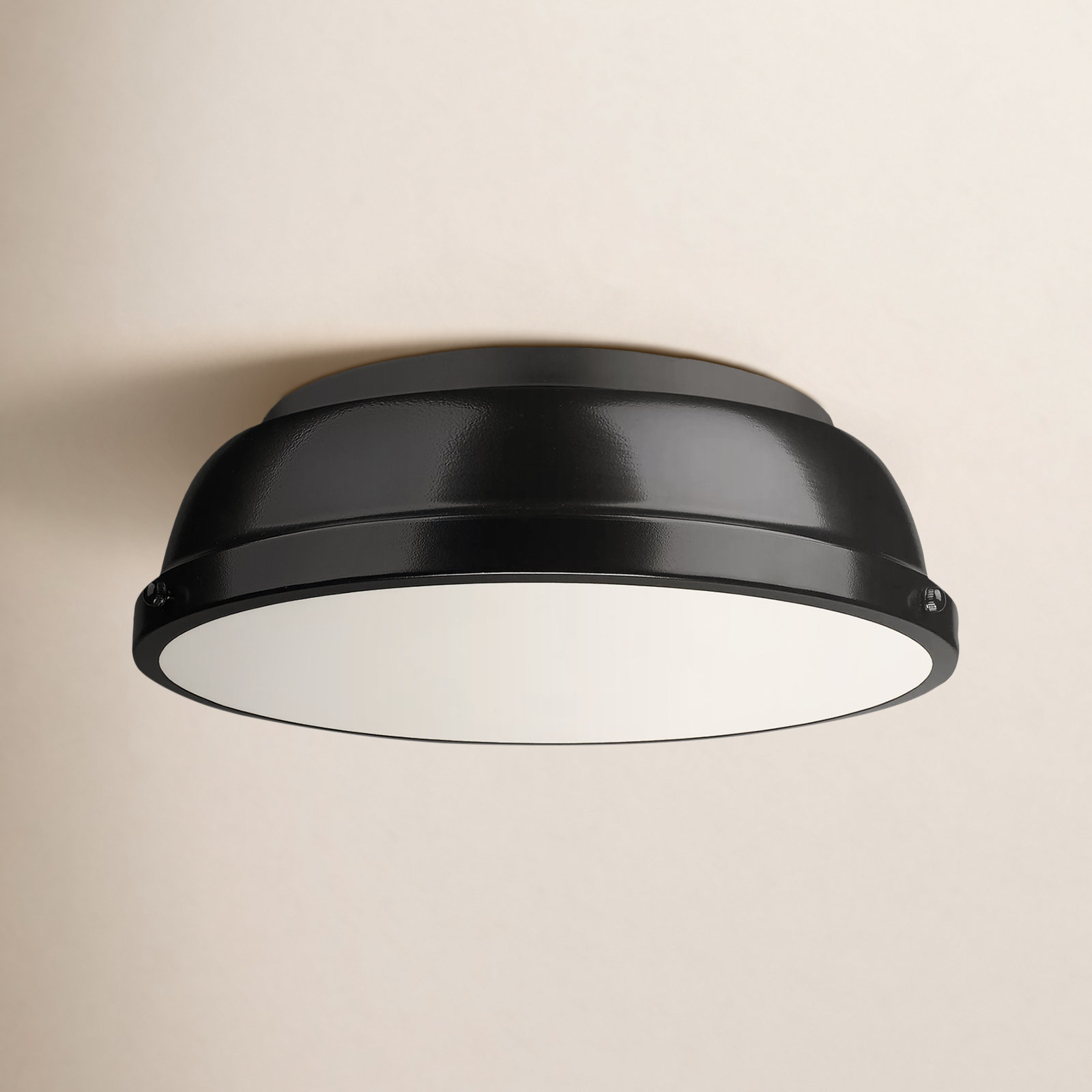 Calico 2 Light Steel Flush Mount, Matte Black, Matte Black