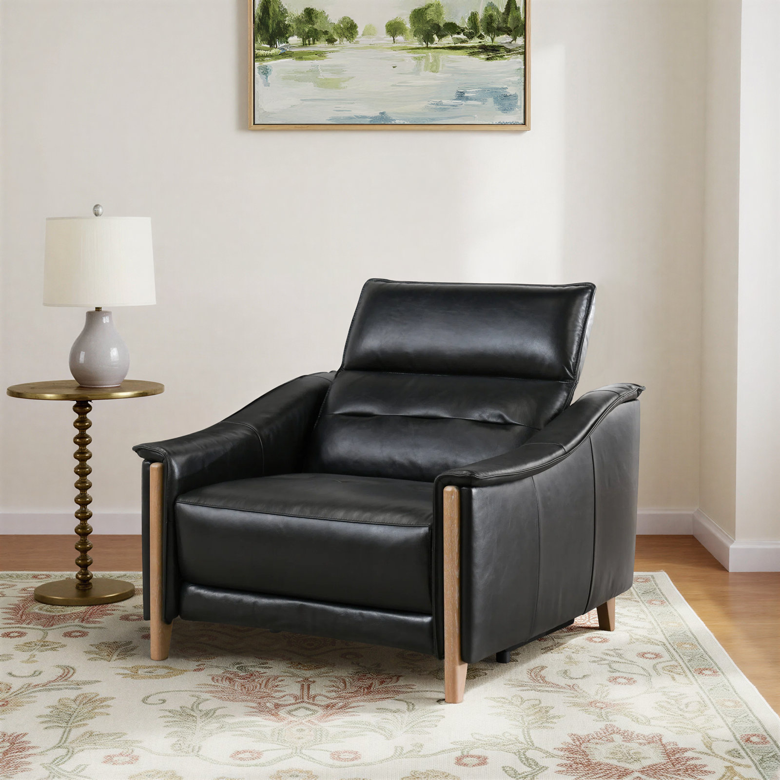 Avron Cullman Leather Power Recliner Accent Chair
