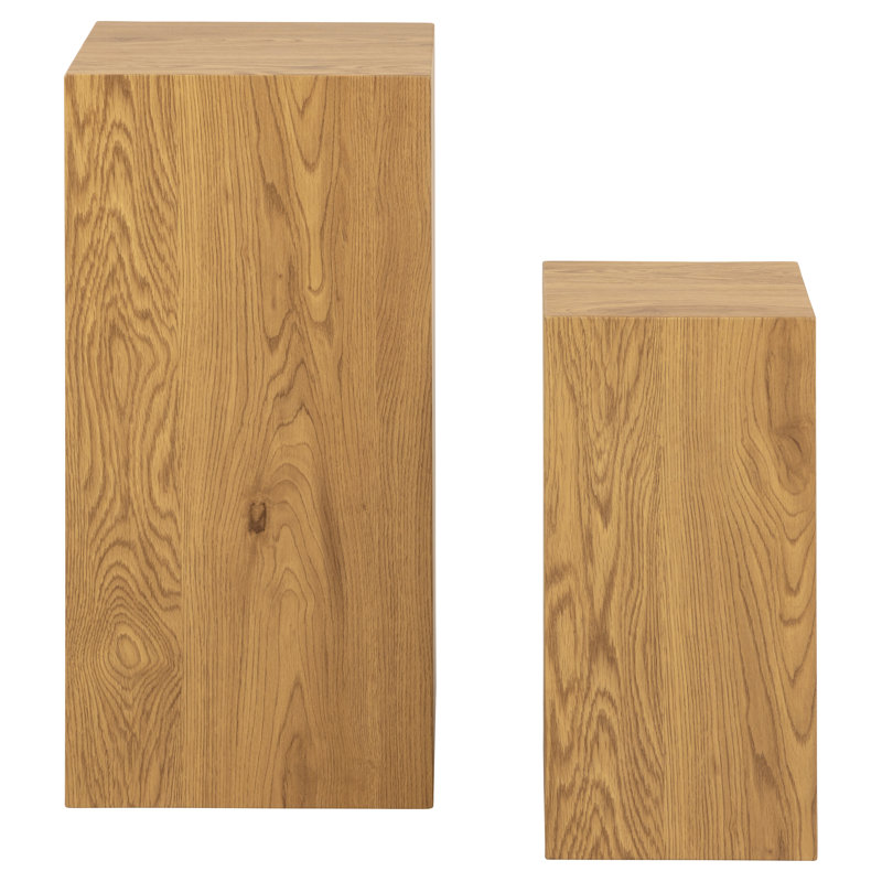 Brisilda Block End Table Set, Oak
