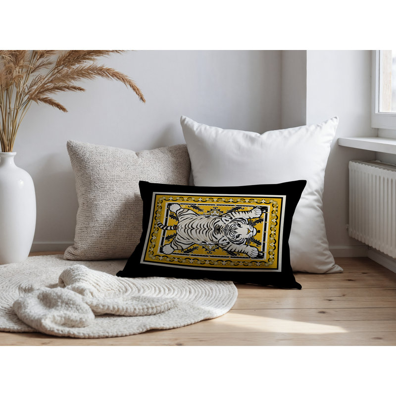 Oreiller rectangulaire réversible intérieur / extérieur Gibo Tiger, 18'' H X 25'' W X 5'' D, Yellow