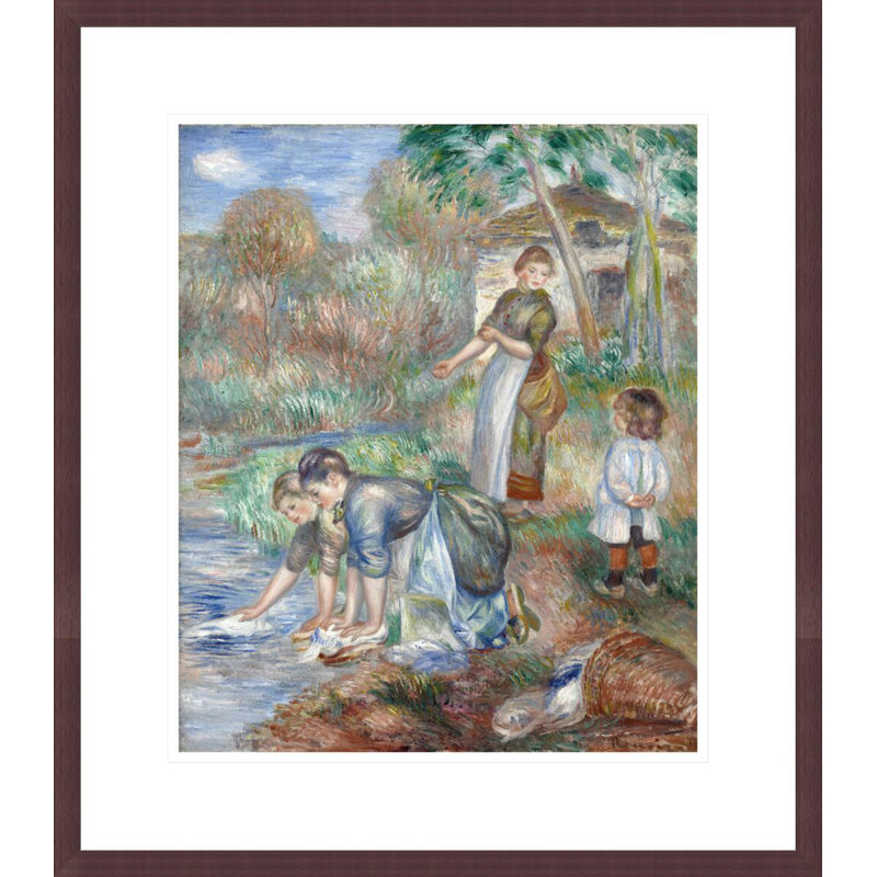 «Washerwomen» par Pierre-Auguste Renoir, impression giclée encadrée, H 20,27 po x l 17,75 po