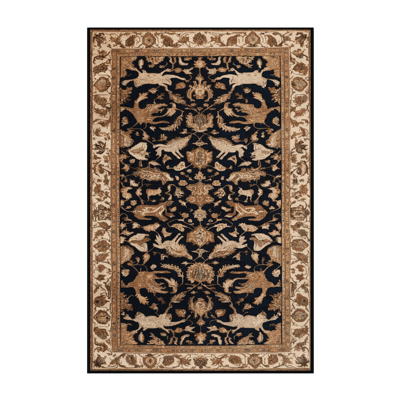 Machine Washable Persian Brown Area Rug, Rectangle 3' x 5'