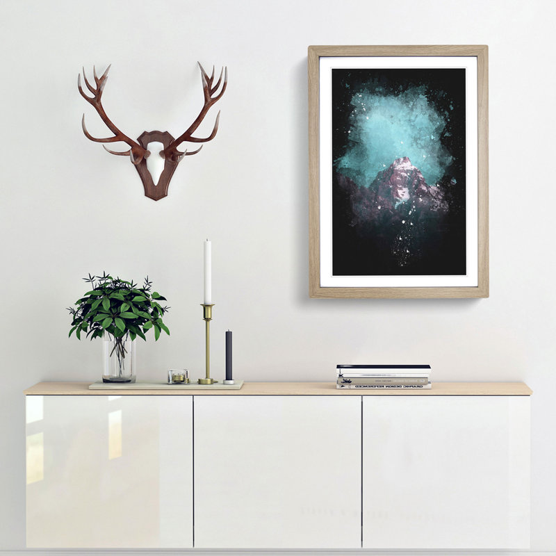 Mountain Peak in Wyoming - Picture Frame Graphic Art Print, Oak Framed, 45cm H x 33cm W x 2cm D