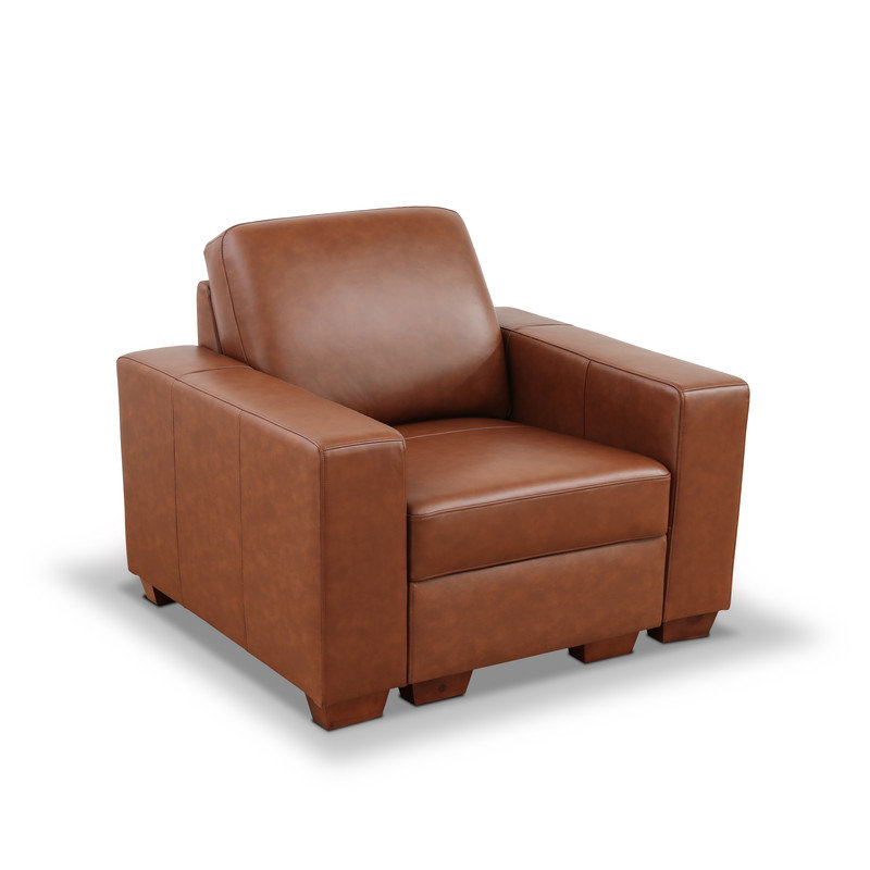 Fauteuil de salon 2 pièces en cuir de vache brun