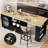 Kitchen Island With Extended Table, Storage Cabinet, Drawers, Black Oak-988985760