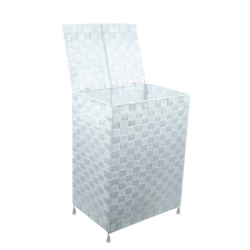 Plastic Laundry Hamper with Handles, White