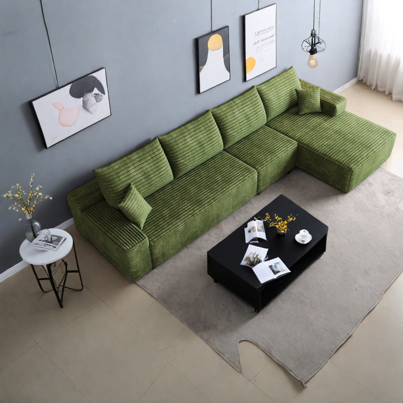 Canapé modulaire en velours côtelé Compression Cloud de 135 pouces pour la maison