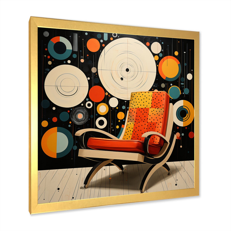 Colourful Mid Century Eames Elegance III - Mid-Century Wall Art Prints, H 30 po x l 30 po x P 1 po, Encadrement doré