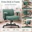 Fauteuil de bureau croisé en velours de 26 po de largeur avec roulettes, fauteuil de bureau à pieds croisés avec accoudoirs réglables en hauteur, support lombaire, fauteuil de coiffeuse pivotant pour bureau à domicile, chambre à coucher, bureau, 350 lb-107129124-134393652