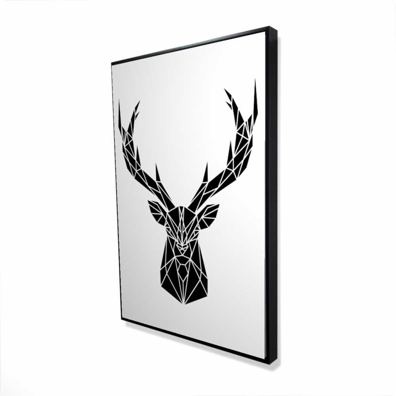 Geometric Deer Head - White Framed Canvas Home Decor
