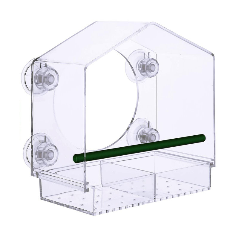 Window Bird Feeder - Extra Strong Suction Cup And Removable Seed Tray With Drainage Holes. For Wild Birds, Finches And Cardinals