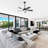 45" 5-ABS Blades Indoor Ceiling Fan Light With Remote Control, Compatible With App And Speaker Control，Black-356388833