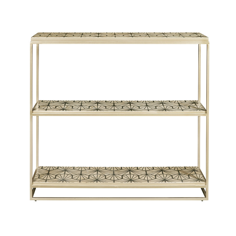 Beige Cream Metal Console Table with Storage Shelves