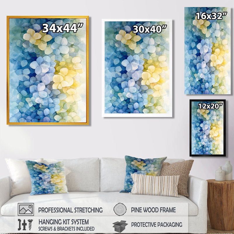 Hensley - Floral Wall Art Prints, Single Picture Framed Print without Mat, Black, 20" H x 12" W