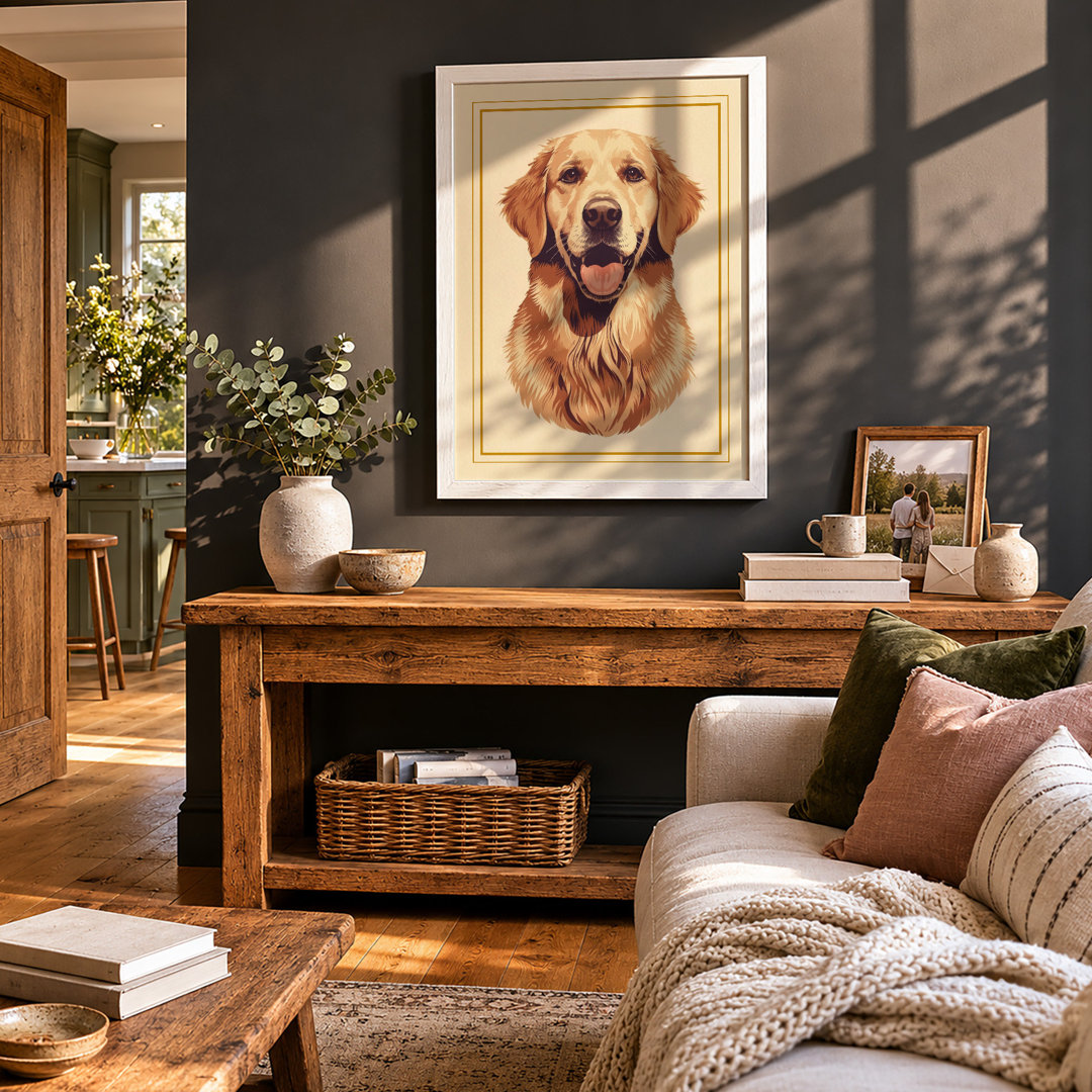 Golden Retriever Portrait Modern - Framed Print