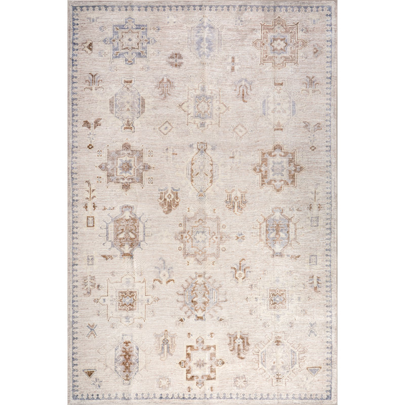 Stonehouse SplashGuard Faded Medallion Machine Washable Area Rug, Runner 2'6" x 6'