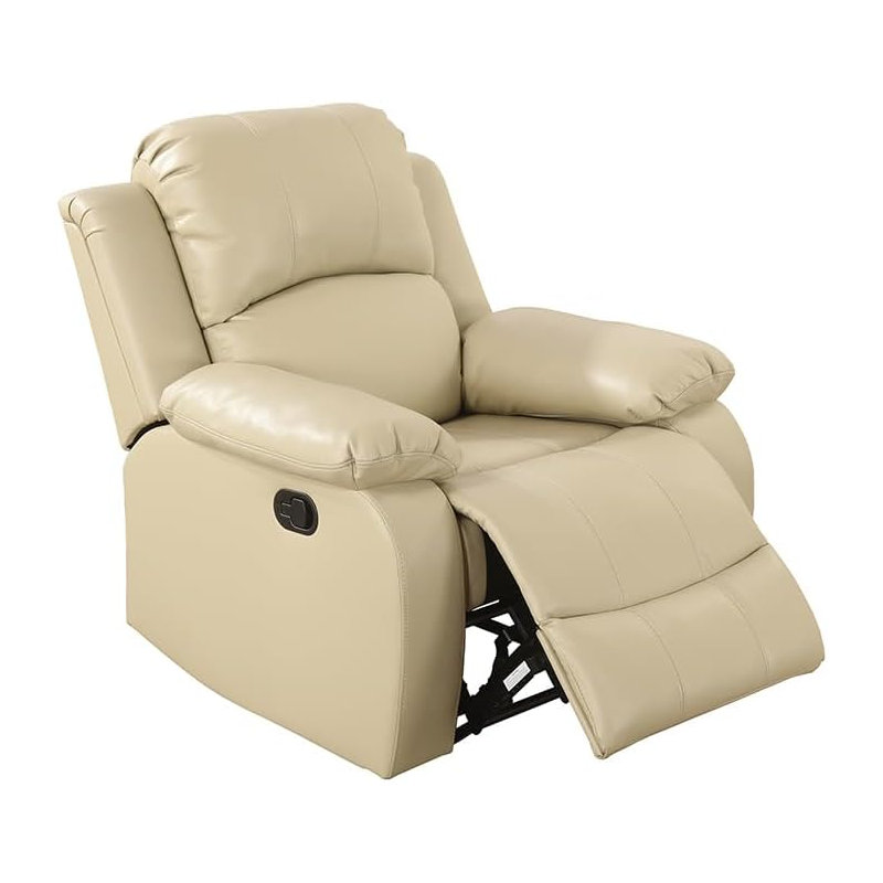 Ashey Recliner Chair, Beige Faux Leather