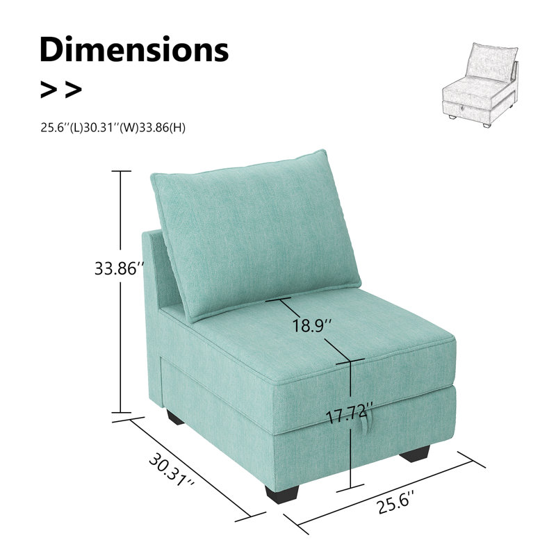 Module de siège modulaire moderne pour canapé modulaire personnalisable, Polyester bleu