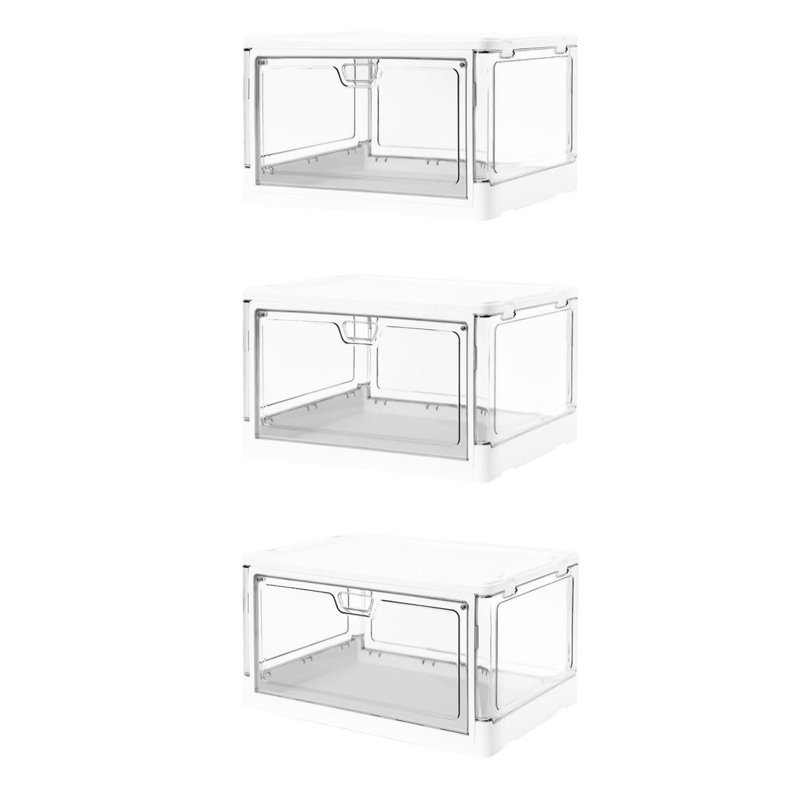3-Pack Clear Stackable Storage Bins with Lids, White