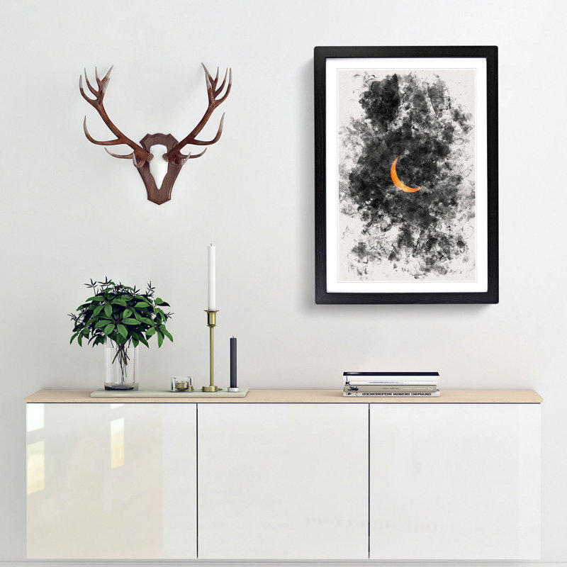 Partial Solar Eclipse - Picture Frame Painting Print, Black Framed, 63cm H x 45cm W x 2cm D
